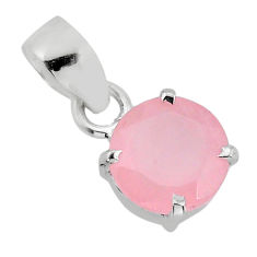 5.14cts faceted natural pink rose quartz round sterling silver pendant y80450