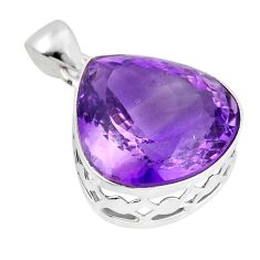 18.41cts faceted natural purple amethyst 925 sterling silver pendant y47755