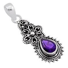 2.05cts faceted natural purple amethyst pear 925 sterling silver pendant n36382
