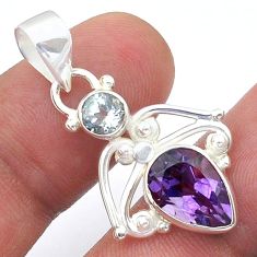 4.88cts faceted natural purple amethyst topaz 925 sterling silver pendant u61556