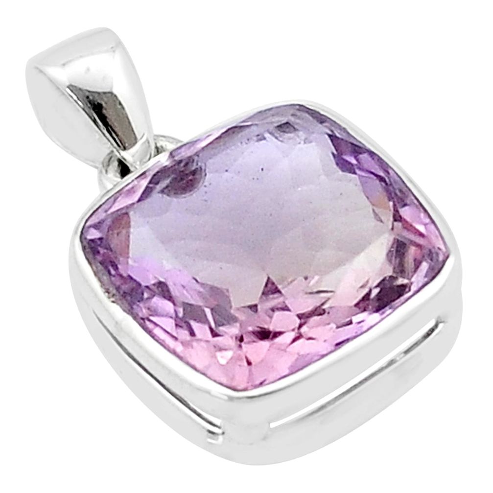 10.43cts faceted natural purple ametrine 925 sterling silver pendant u42693