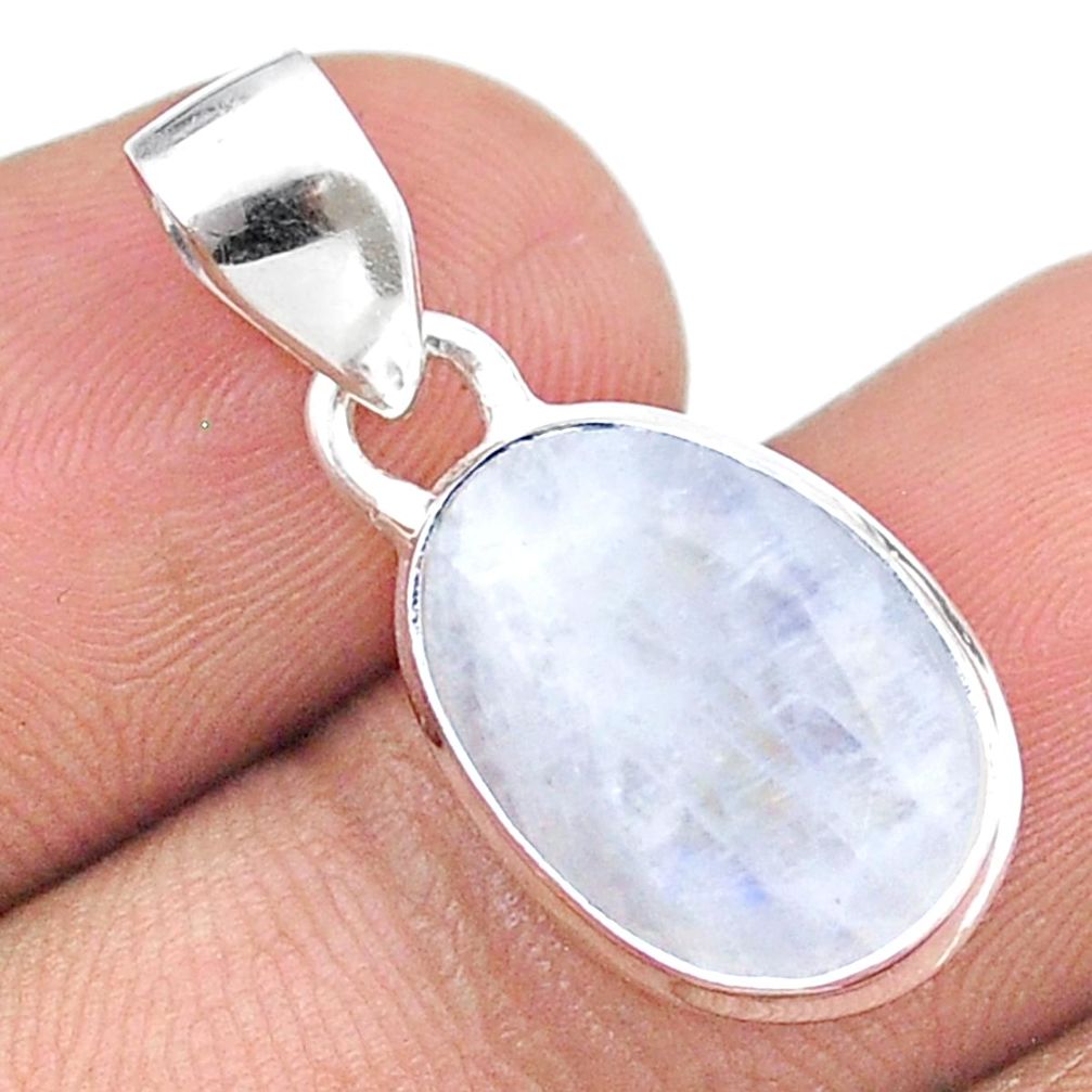 6.80cts faceted natural rainbow moonstone 925 sterling silver pendant u34113