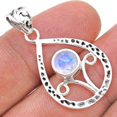 1.15cts faceted natural rainbow moonstone 925 sterling silver pendant u71036