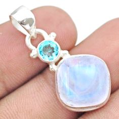 7.25cts faceted natural rainbow moonstone topaz 925 silver pendant u34192