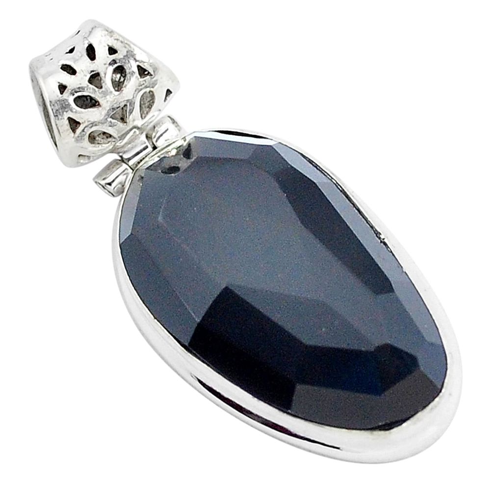 Faceted natural rainbow obsidian eye 925 sterling silver pendant jewelry p47165