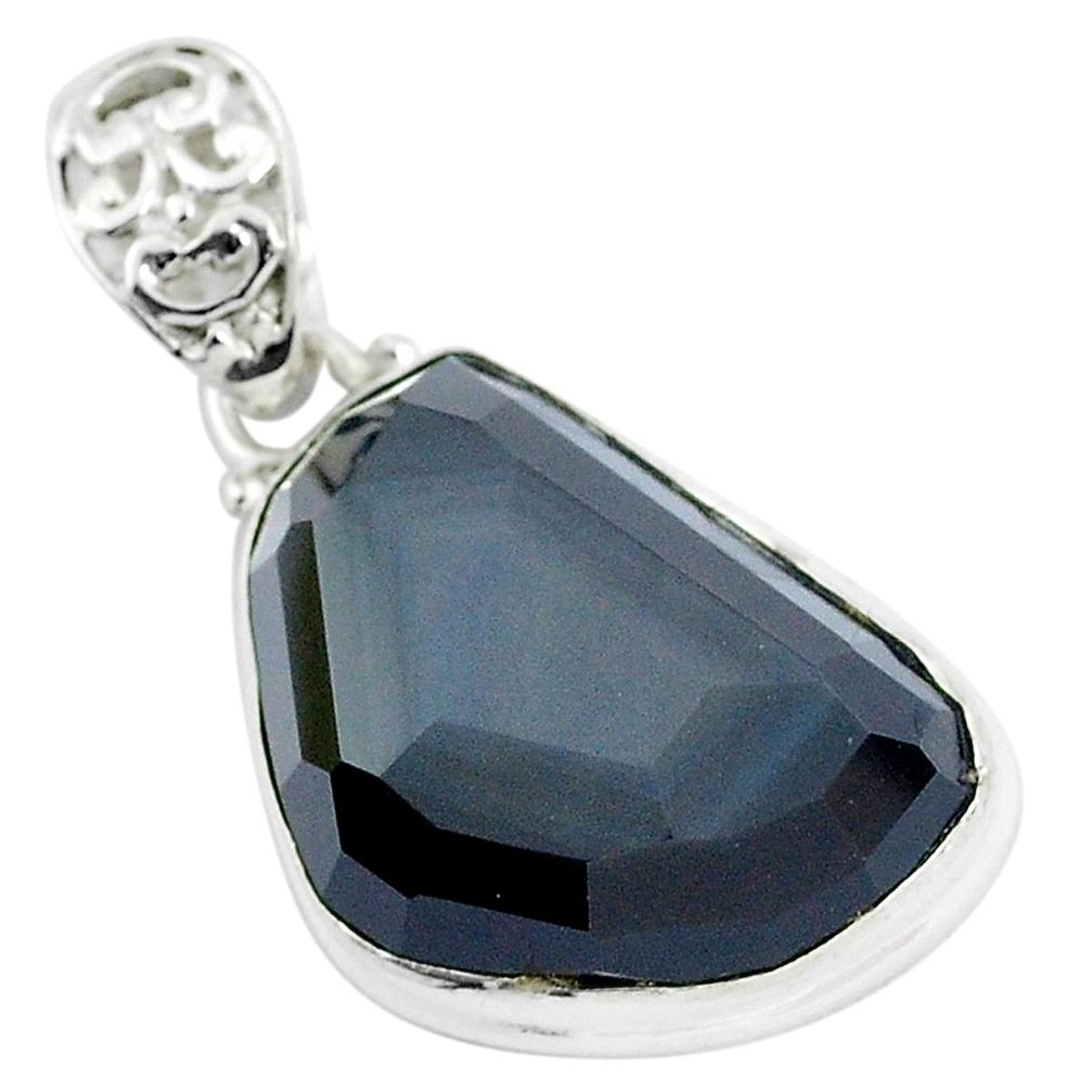 Faceted natural rainbow obsidian eye 925 sterling silver pendant jewelry p47181