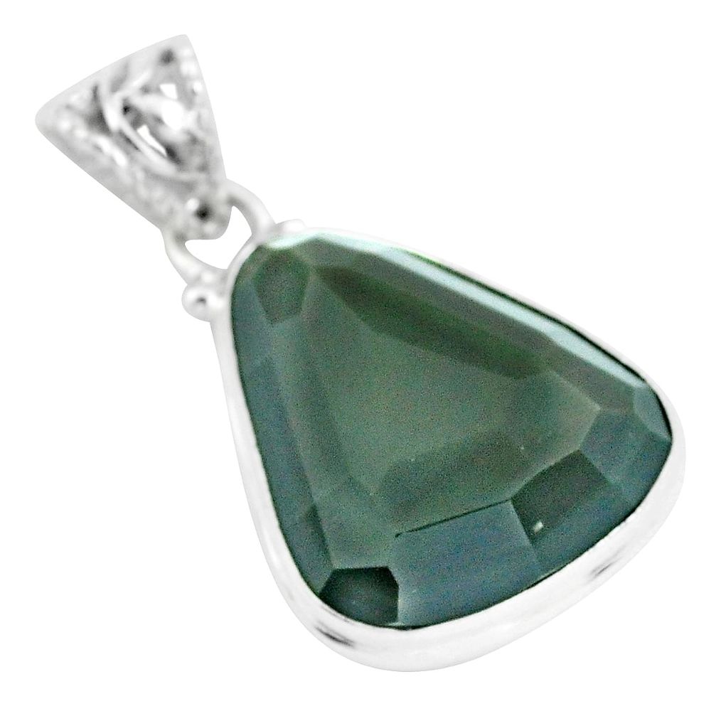 19.20cts faceted natural rainbow obsidian eye 925 sterling silver pendant p65839