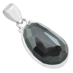 15.65cts faceted natural rainbow obsidian eye 925 sterling silver pendant p71946