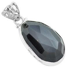 20.07cts faceted natural rainbow obsidian eye 925 sterling silver pendant p71957