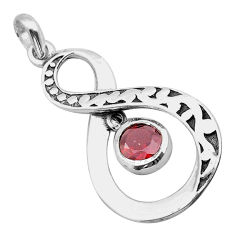 1.23cts faceted natural red garnet 925 sterling silver infinity pendant u59347