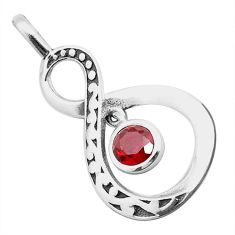 1.22cts faceted natural red garnet 925 sterling silver infinity pendant u59350