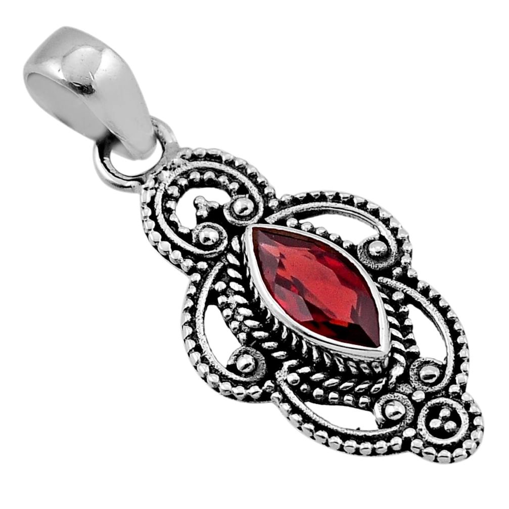 2.44cts faceted natural red garnet 925 sterling silver pendant jewelry n36444