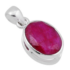 6.52cts faceted natural red ruby oval 925 sterling silver pendant jewelry n40721