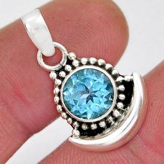 2.95cts faceted natural topaz 925 sterling silver moon pendant jewelry y18959