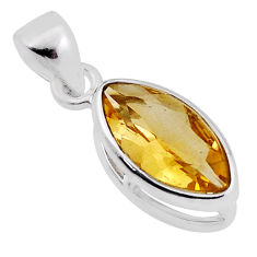5.45cts faceted natural yellow citrine marquise sterling silver pendant n35303