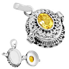 2.17cts faceted natural yellow citrine oval 925 silver poison box pendant y26734