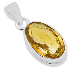 5.13cts faceted natural yellow citrine oval 925 sterling silver pendant n35301
