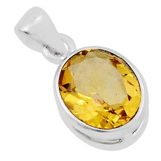 5.22cts faceted natural yellow citrine oval 925 sterling silver pendant n35306