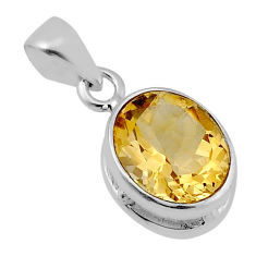 5.22cts faceted natural yellow citrine oval 925 sterling silver pendant n40704