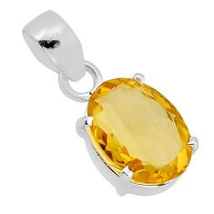7.67cts faceted natural yellow citrine oval 925 sterling silver pendant y80430