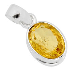6.27cts faceted natural yellow citrine oval 925 sterling silver pendant y80471