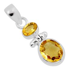 5.99cts faceted natural yellow citrine oval 925 sterling silver pendant y82094