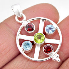 2.71cts faceted peridot garnet topaz 925 sterling silver pendant jewelry y61062