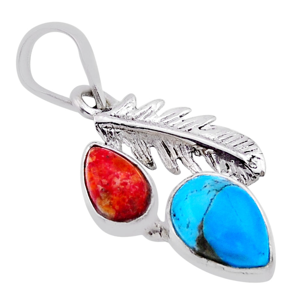 3.67cts feather arizona mohave turquoise mojave turquoise silver pendant n54008