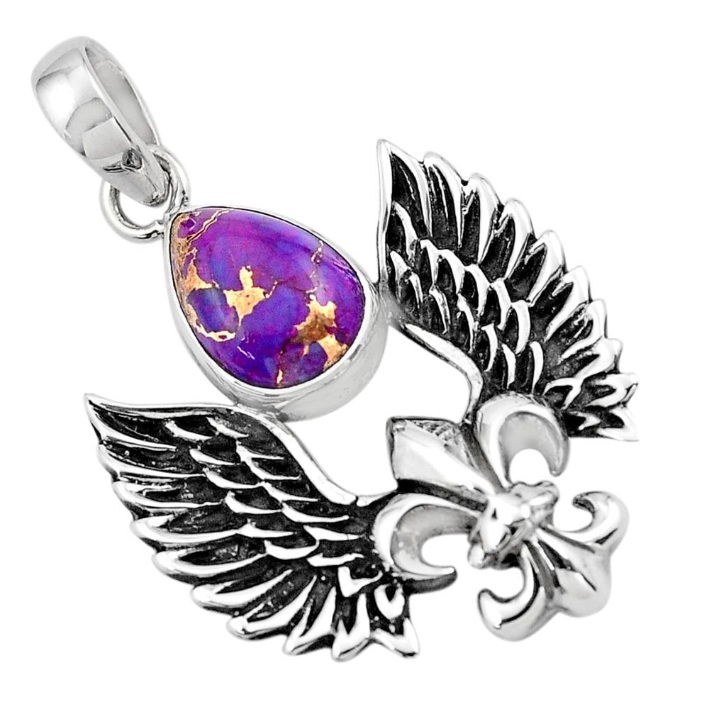 charm purple copper turquoise 925 sterling silver pendant p86362