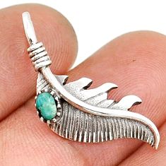 0.26cts feather natural green kingman turquoise oval 925 silver pendant c29410