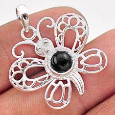1.04cts filigree natural black onyx 925 sterling silver butterfly pendant t59650