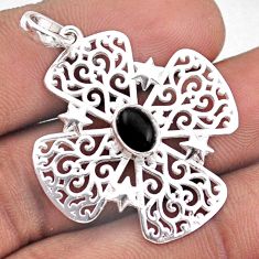1.48cts filigree natural black onyx 925 sterling silver pendant jewelry t91633