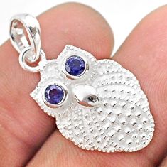 0.76cts filigree natural blue iolite 925 sterling silver owl pendant t59601