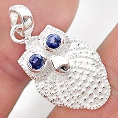 0.81cts filigree natural blue iolite 925 sterling silver owl pendant t59603