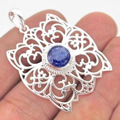 3.29cts filigree natural blue kyanite 925 sterling silver pendant jewelry t59796
