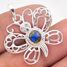 1.10cts filigree natural blue labradorite 925 silver butterfly pendant t59655