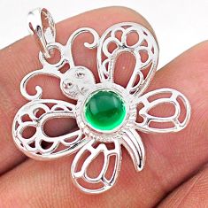 1.17cts filigree natural green chalcedony 925 silver butterfly pendant t59644