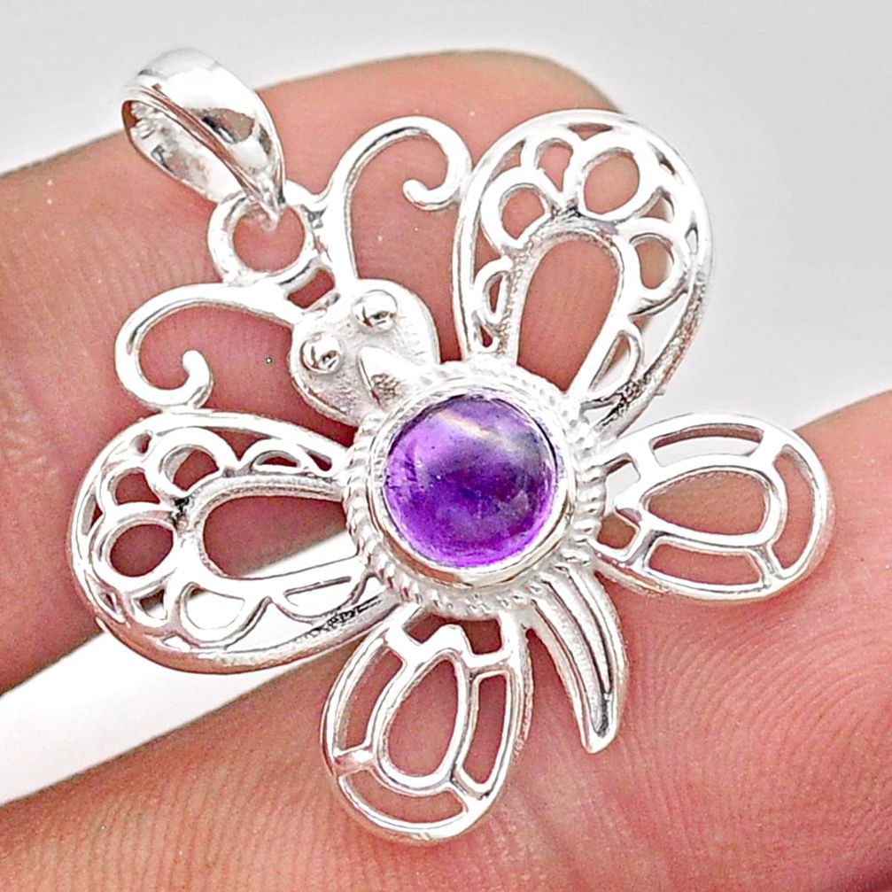  natural purple amethyst 925 silver butterfly pendant t59647