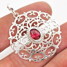 1.96cts filigree natural red garnet 925 sterling silver pendant jewelry t59742