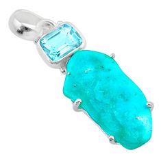 13.04cts fine blue turquoise topaz 925 sterling silver pendant jewelry t41195