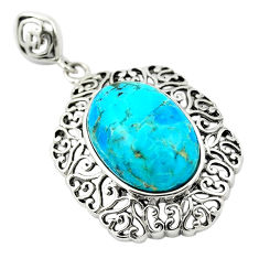 LAB Southwestern fine green turquoise 925 sterling silver pendant c10801