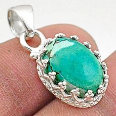 5.19cts fine green turquoise 925 sterling silver pendant jewelry t66181