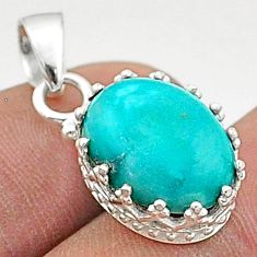 5.24cts fine green turquoise oval 925 sterling silver pendant jewelry t66182