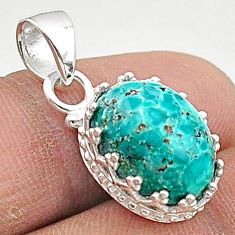 5.28cts fine green turquoise oval 925 sterling silver pendant jewelry t66183