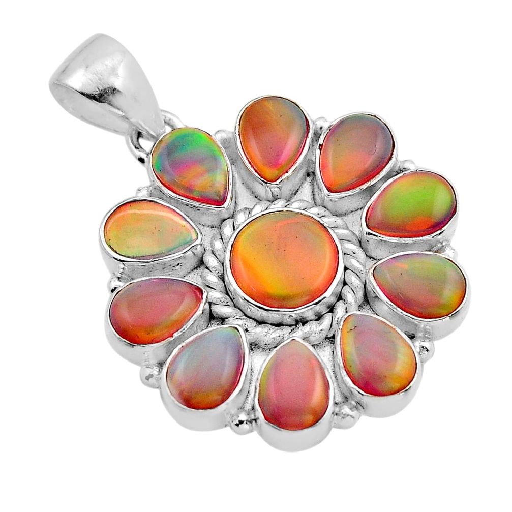 13.56cts fine volcano aurora opal 925 sterling silver pendant jewelry y85327