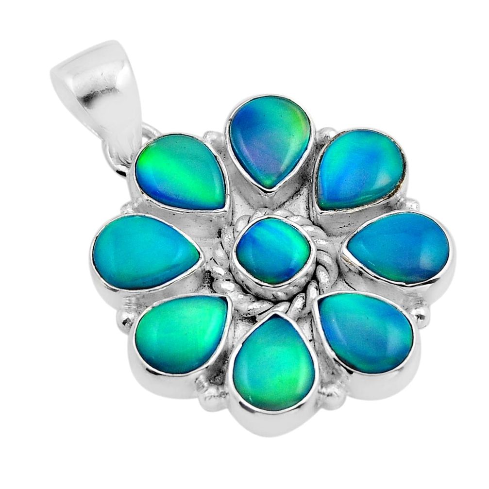 11.80cts fine volcano aurora opal 925 sterling silver pendant jewelry y85330