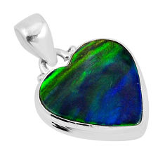 4.25cts fine volcano aurora opal heart sterling silver pendant jewelry y55405