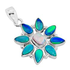 8.66cts fine volcano aurora opal octagan sterling silver pendant jewelry y81090