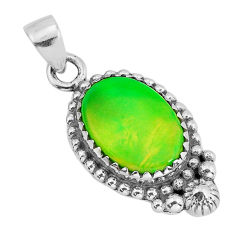 3.29cts fine volcano aurora opal oval 925 sterling silver pendant jewelry y72822
