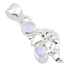 1.93cts fish natural rainbow moonstone oval 925 sterling silver pendant u10734
